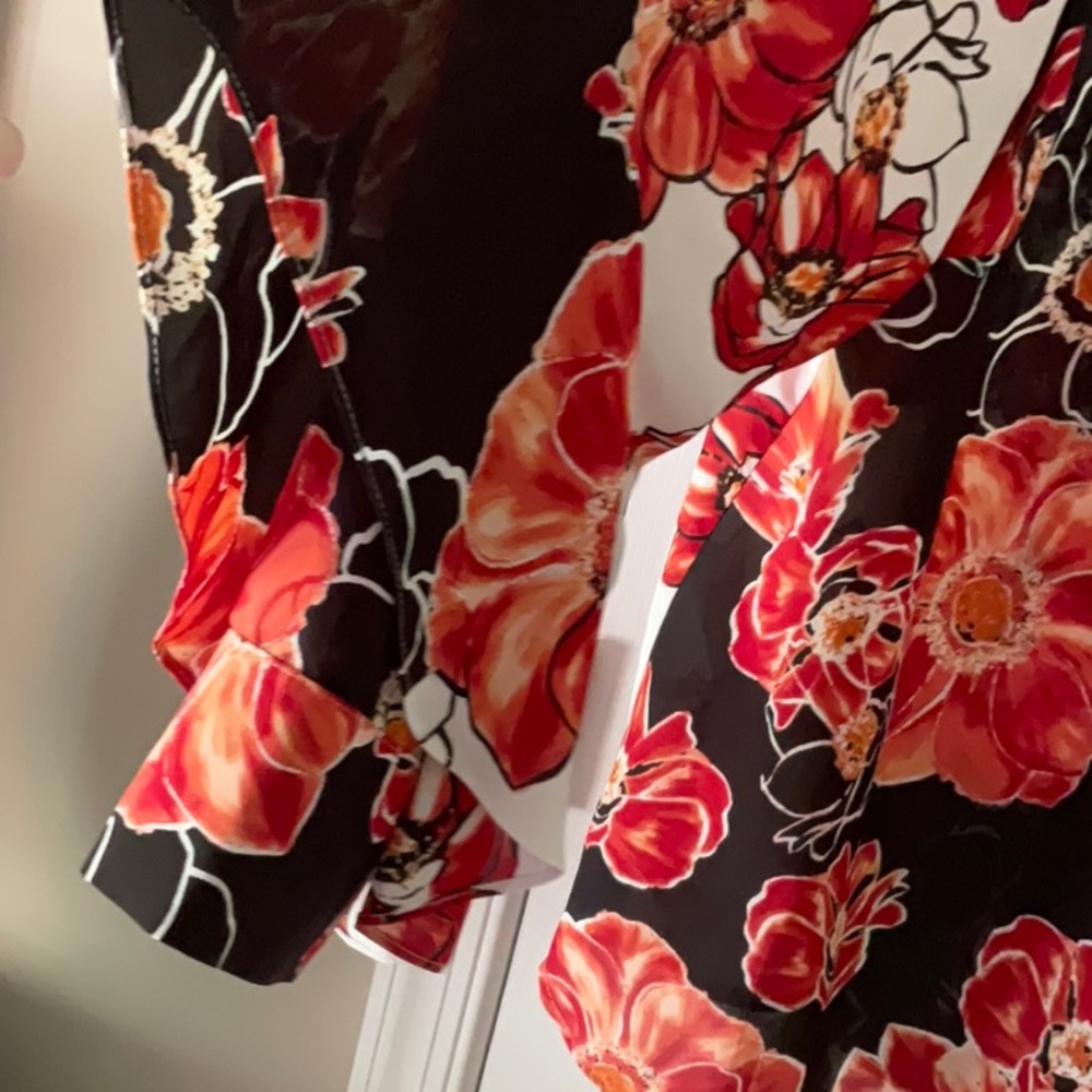Floral Women's Top - Red and Black - Picture 2 of 2